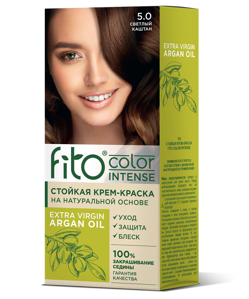 Крем-краска для волос Fito Сolor Intense тон 5.0 Светлый каштан 115мл - в интернет-магазине tut-beauty.by