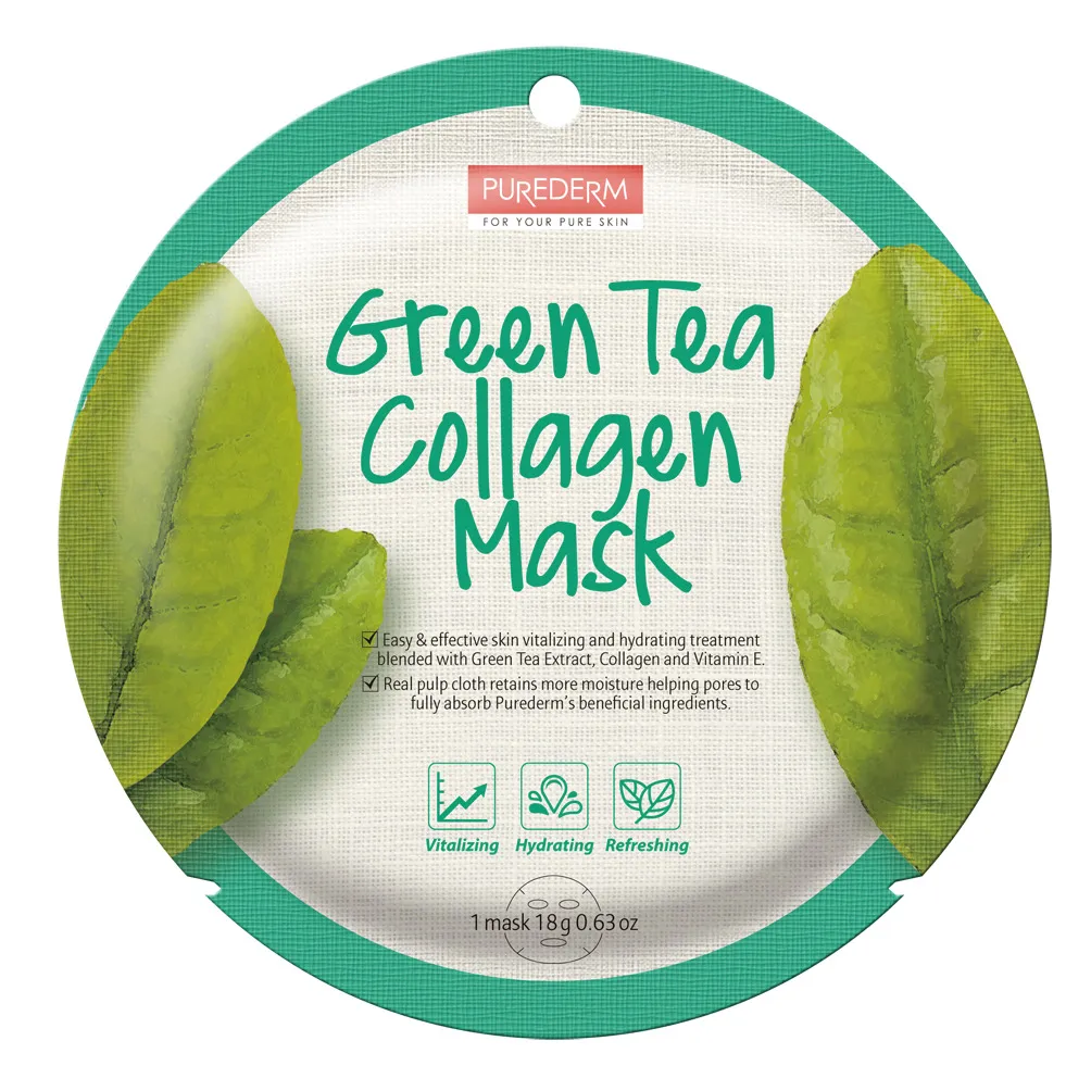 Маска для лица Purederm Зеленый чай и Коллаген Green Tea Collagen Mask 18г - в интернет-магазине tut-beauty.by