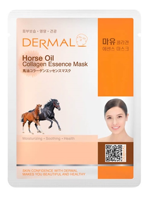 Маска для лица Dermal Horse Oil Collagen Essence Mask лошадиный жир и коллаген 23г - в интернет-магазине tut-beauty.by