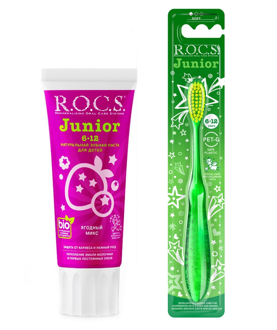 Набор R.O.C.S. Junior 6-12 зубная паста + щетка