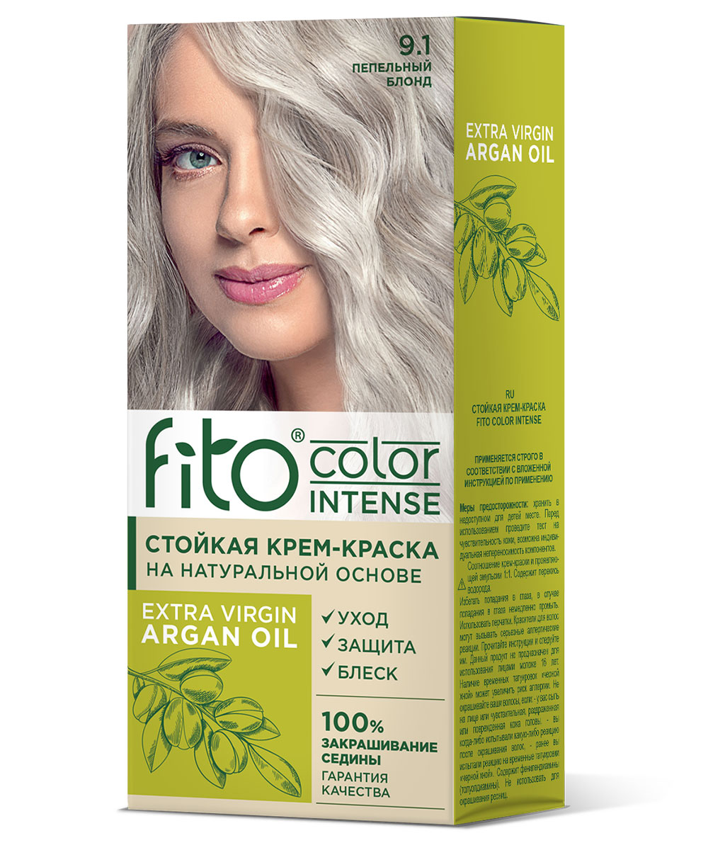 Крем-краска для волос Fito Сolor Intense тон 9.1 Пепельный блонд  115мл - в интернет-магазине tut-beauty.by