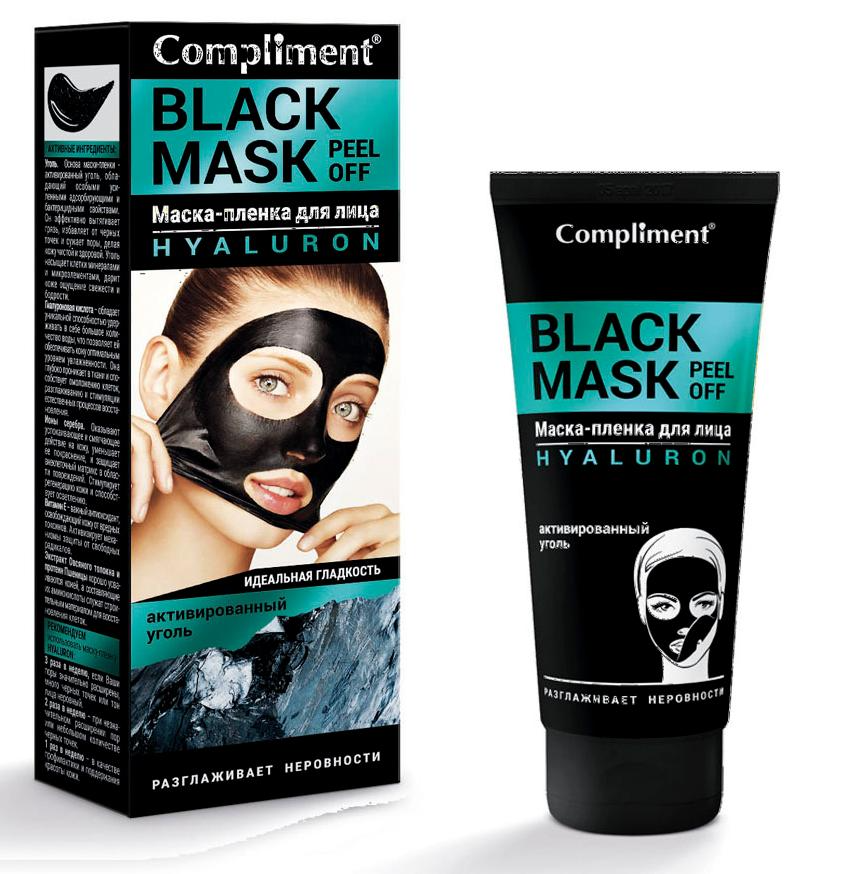 Маска для лица Compliment Black Mask Hyaluron очищающая и увлажняющая 80мл