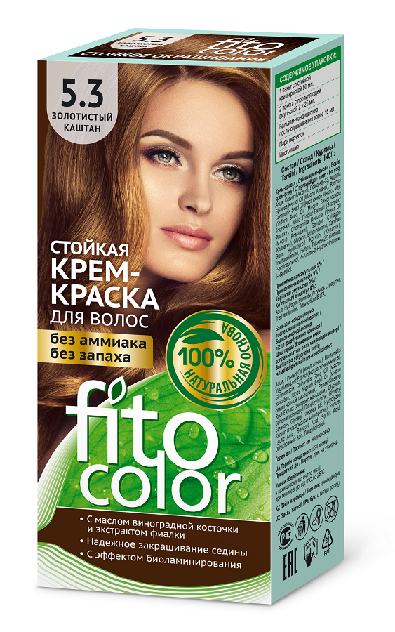 Краска для волос Fitocolor тон 5.3 золотистый каштан 115мл - в интернет-магазине tut-beauty.by
