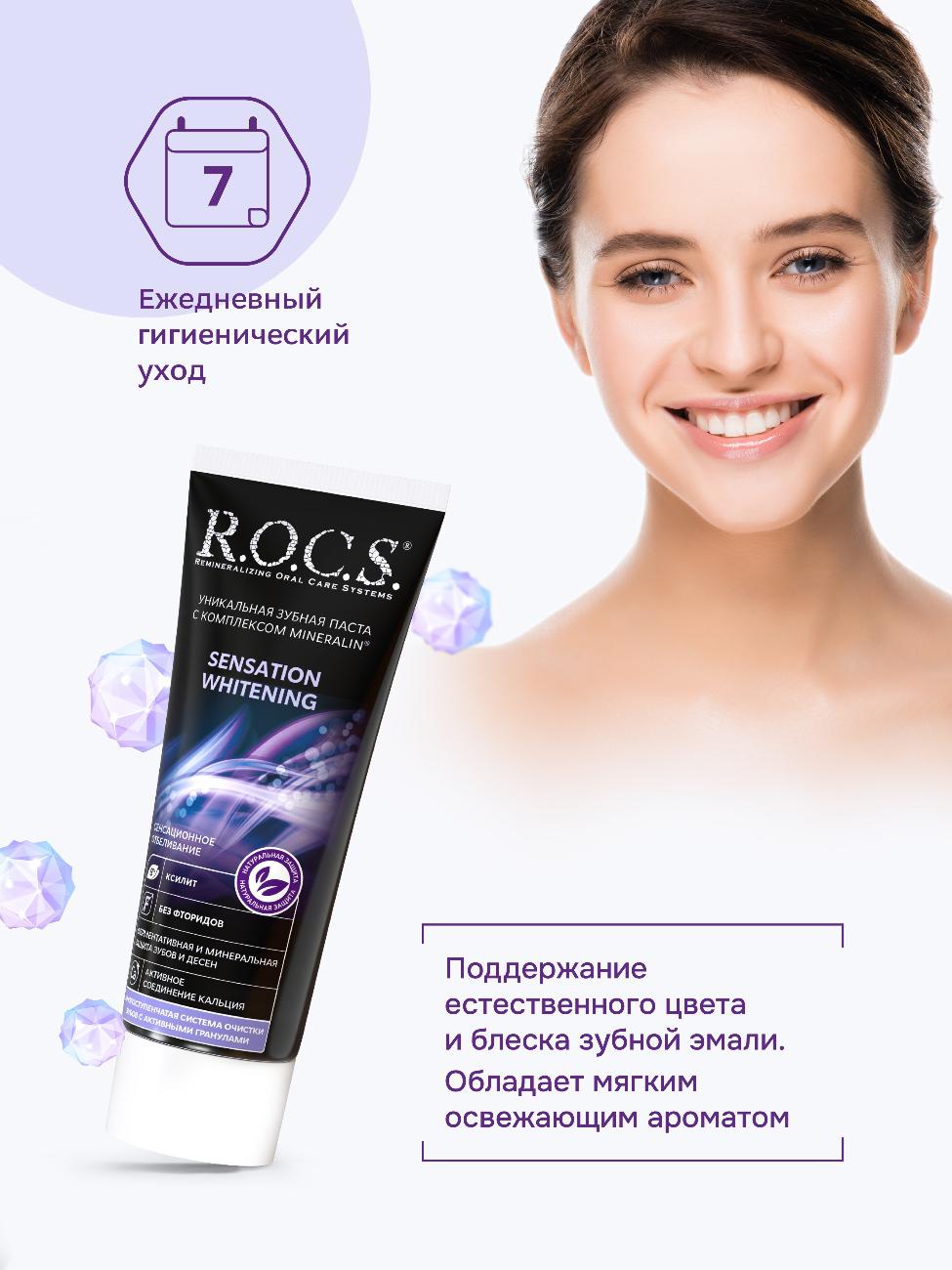Зубная паста R.O.C.S. Sensation Whitening сенсационное отбеливание 74г