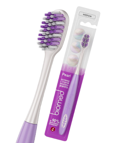 Зубная щетка Biomed Pearl White средней жесткости