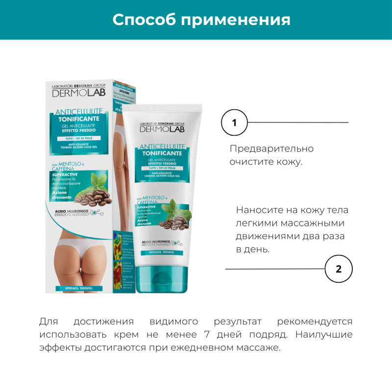 Крем для тела Deborah Dermolab Anti-Cellulit антицеллюлитный охлаждающий 200мл