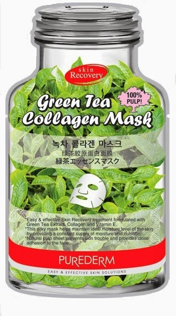 Маска для лица Purederm Зеленый чай и Коллаген Green Tea Collagen Mask 18г - в интернет-магазине tut-beauty.by