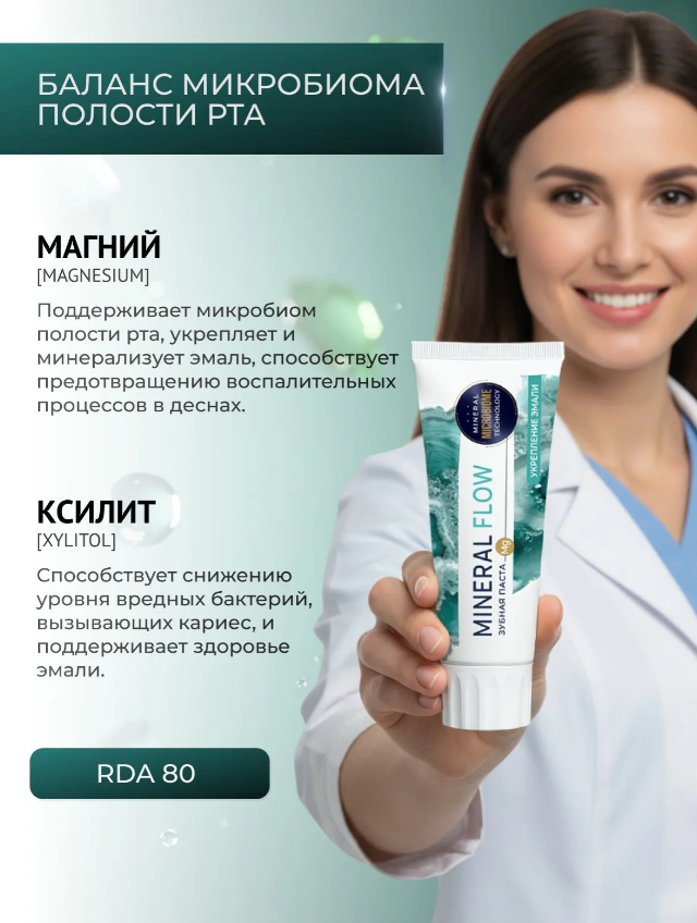 Зубная паста PSLAB Mineral Flow Укрепление эмали 100гр