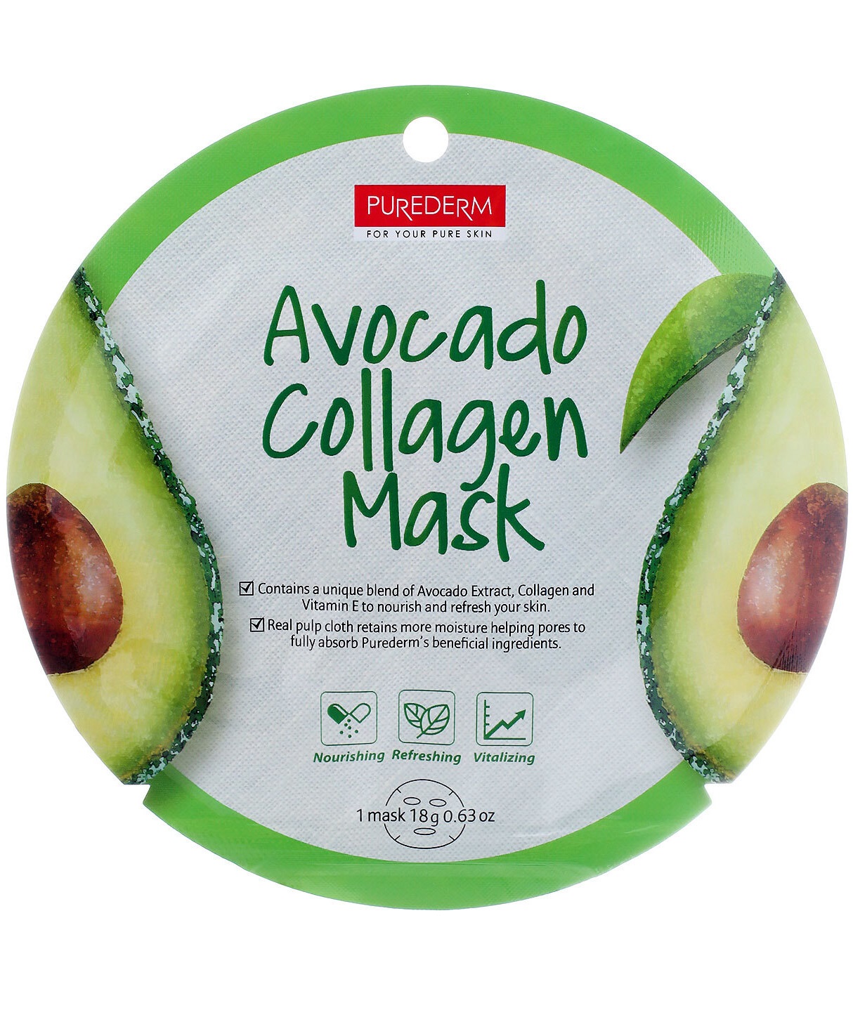 Маска для лица Purederm Avocado Collagen Mask увлажнение и эластичность 18г