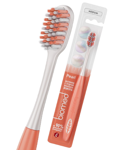 Зубная щетка Biomed Pearl White средней жесткости
