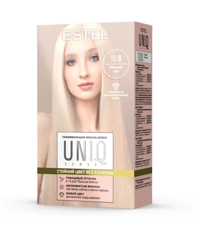 Краска для волос Estel UNIQ SENSE 10/0 светлый блондин