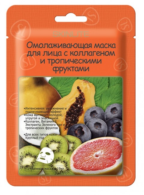 Маска для лица Skinlite омолаживающая с коллагеном и тропическими фруктами 19мл р