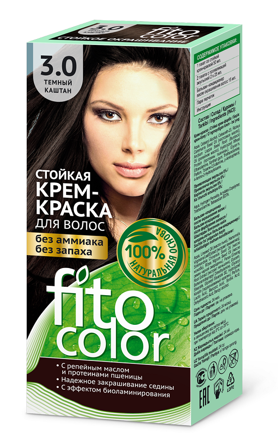 Краска для волос Fitocolor тон 3.0 темный каштан 115мл р - в интернет-магазине tut-beauty.by