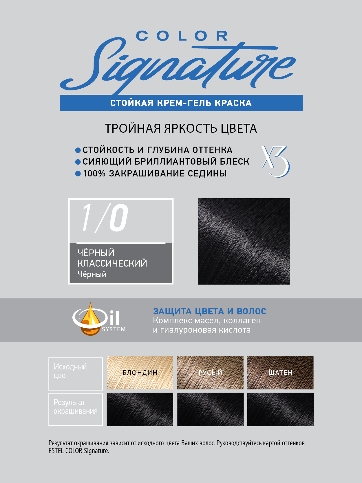 Краска для волос Estel Color Signature тон 1.0 чёрный классический  - в интернет-магазине TUT-BEAUTY.BY с доставкой.