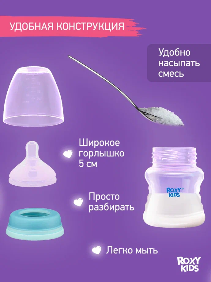 Бутылочка Roxy Kids с антиколиковой соской 0+ 120мл