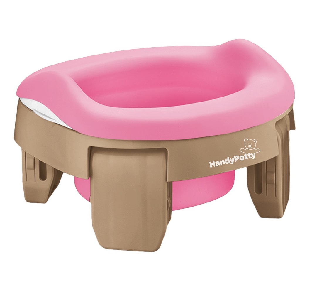 Горшок дорожный Roxy Kids HandyPotty 3 в 1 бежевый и вкладка розовая