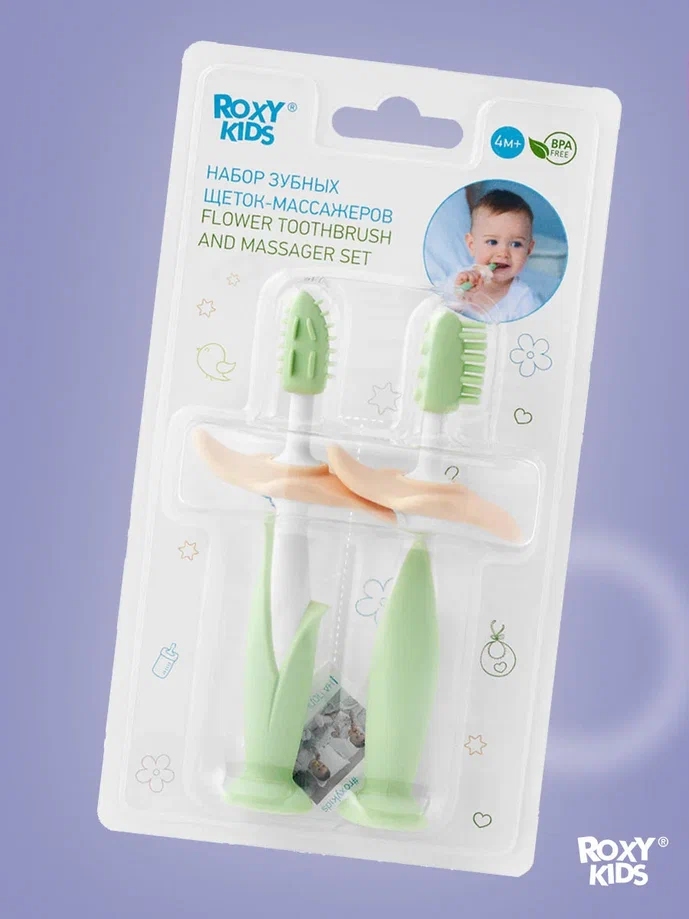 Зубная щетка+массажер Roxy Kids детская цвет мятный