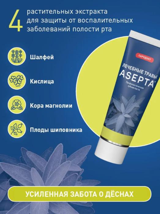 Зубная паста ASEPTA Лечебные травы 75мл - в интернет-магазине tut-beauty.by