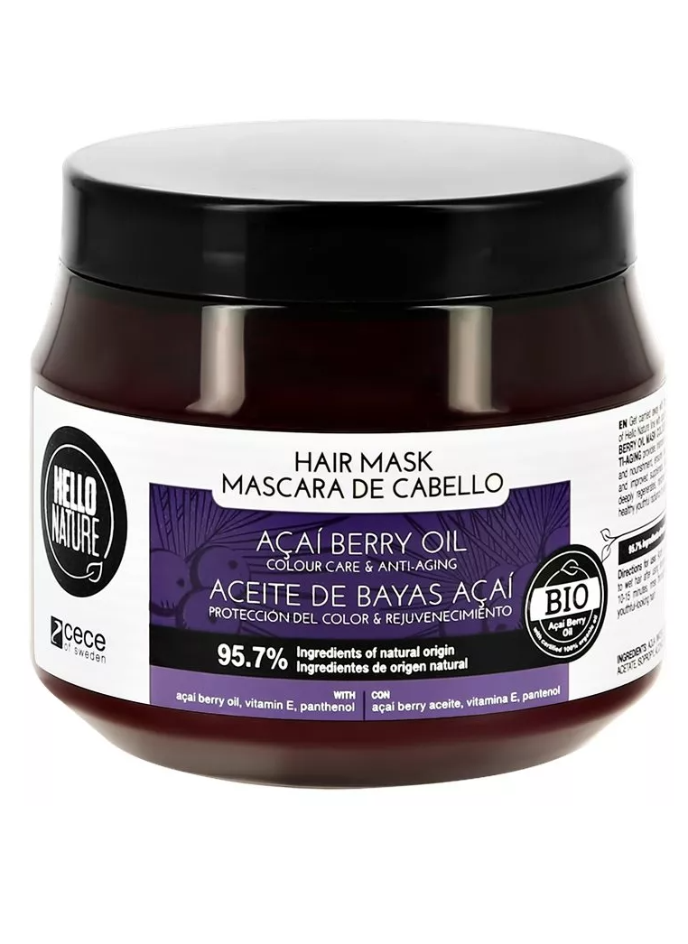 Маска для волос Hello Nature Acai Berry Oil с маслом ягод асаи 250мл - купить в интернет-магазине косметики tut-beauty.by