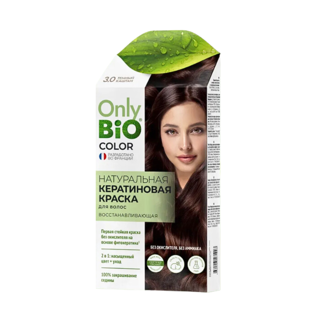 Краска для волос Only Bio COLOR 3.0 Темный каштан кератиновая 50мл - в интернет-магазине tut-beauty.by
