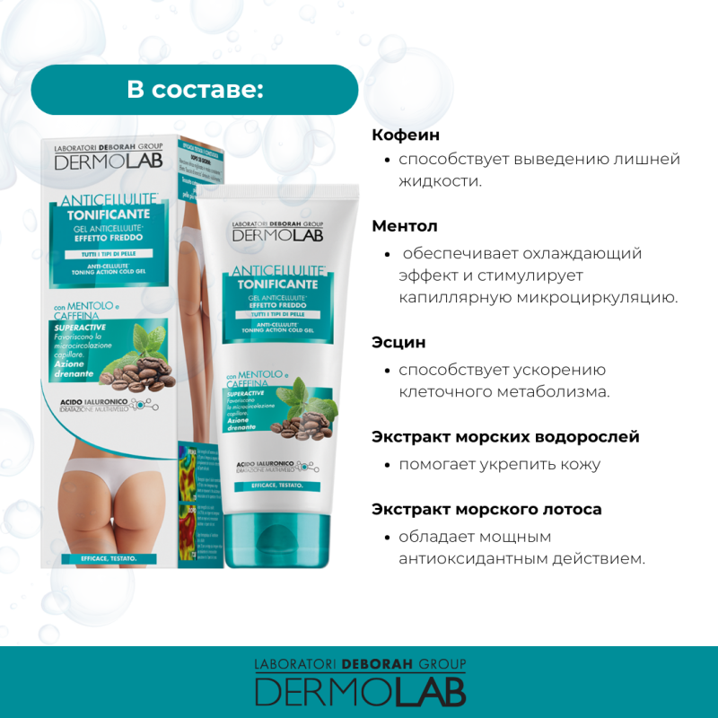 Крем для тела Deborah Dermolab Anti-Cellulit антицеллюлитный охлаждающий 200мл