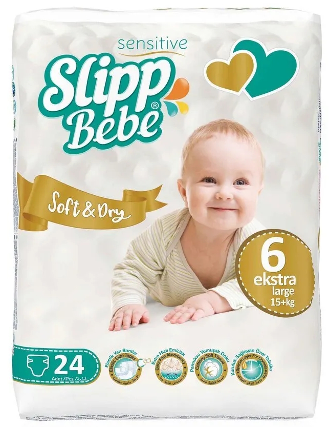 Подгузники Slipp Bebe №6 (15+ кг) 24шт - в интернет-магазине tut-beauty.by