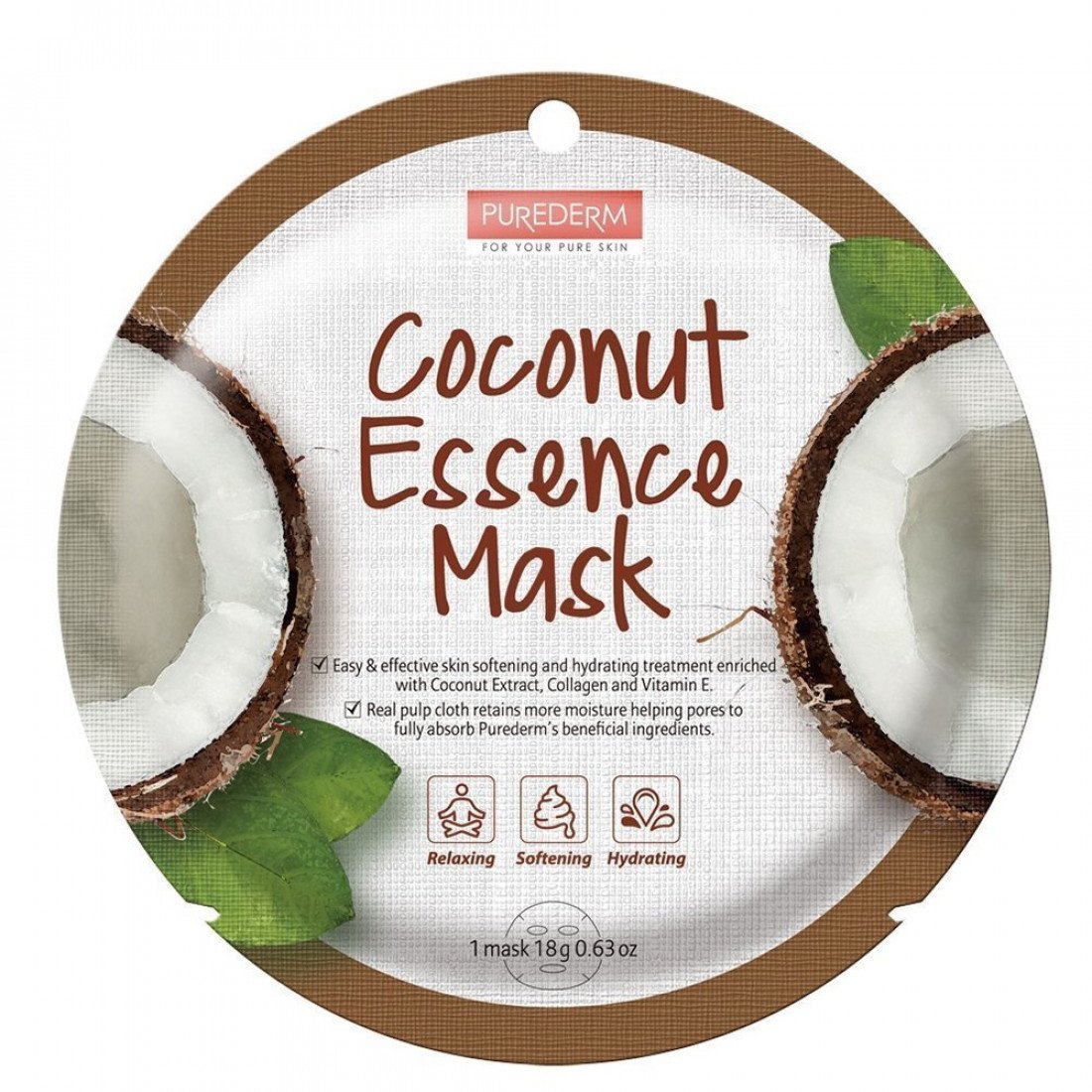Маска для лица Purederm Coconut Essence Mask с экстрактом кокоса 18г - в интернет-магазине tut-beauty.by
