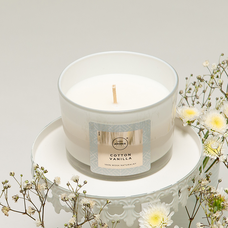 Ароматизированная свеча Aroma Home Cotton Vanilla хлопковая ваниль 115г