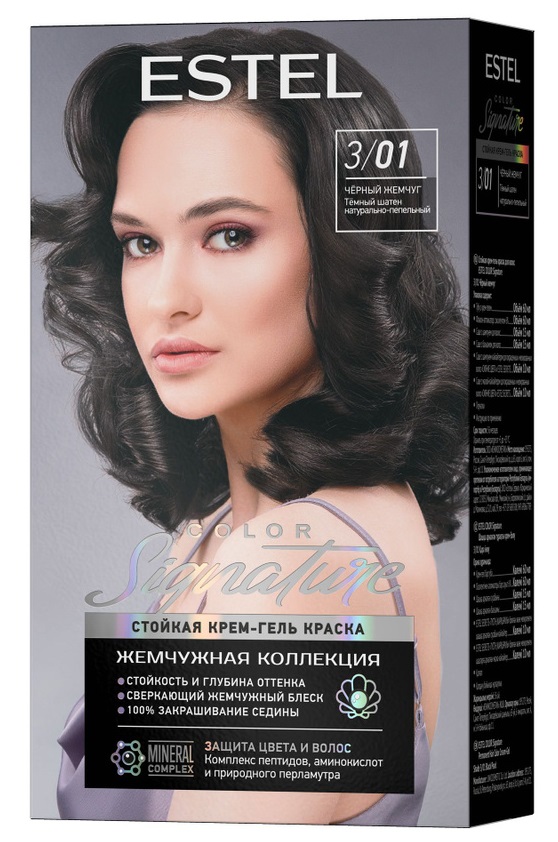 Краска для волос Estel Color Signature тон 3.01 Чёрный жемчуг - в интернет-магазине TUT-BEAUTY.BY с доставкой.