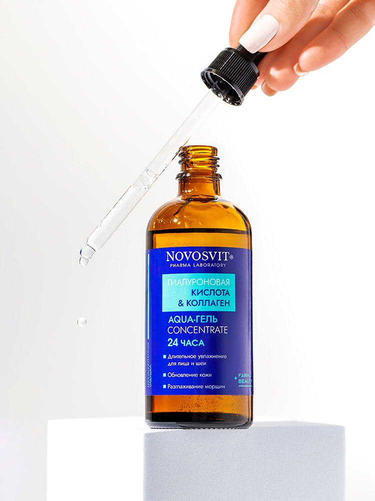 Гель для лица Novosvit Concentrate Aqua 24 часа гиалуроновая кислота и коллаген 100мл - в интернет-магазине tut-beauty.by