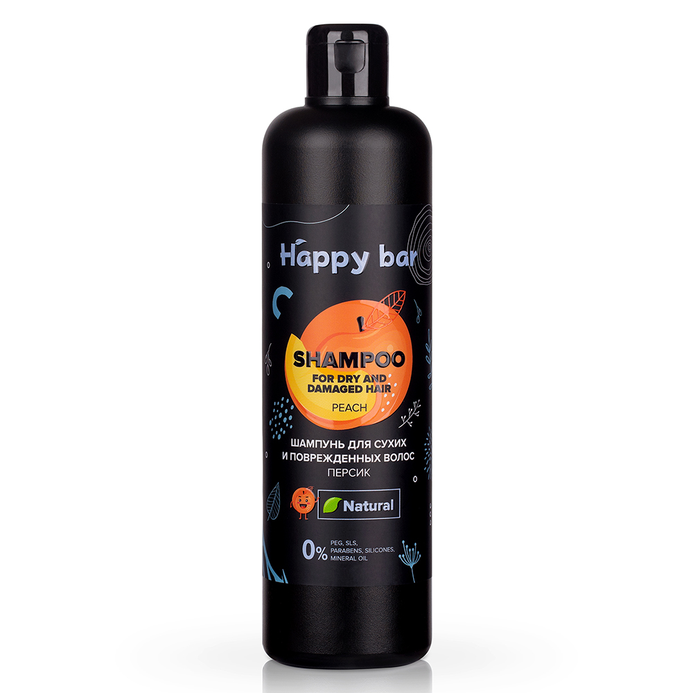 Шампунь для волос Happy Bar Персик для сухих и поврежденных 370мл - в интернет-магазине tut-beauty.by
