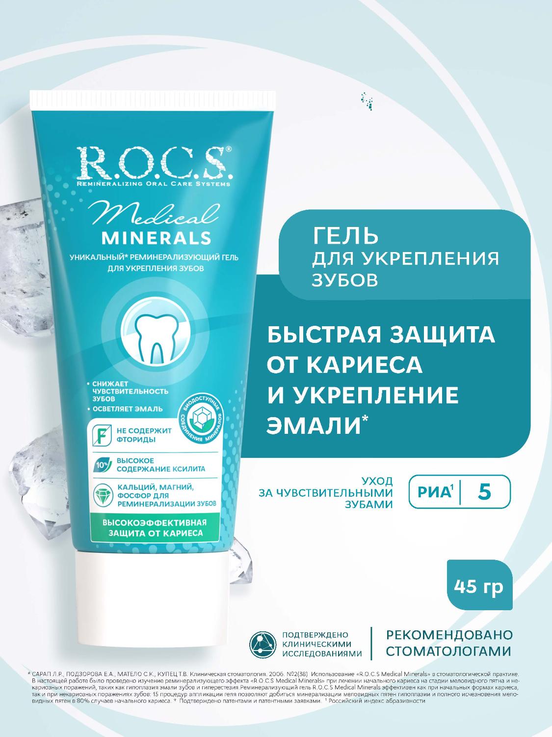Гель для зубов R.O.C.S. Medical Minerals реминерализующий 45г