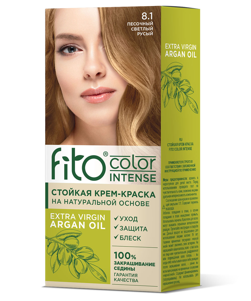 Крем-краска для волос Fito Сolor Intense тон 8.1 Песочный светлый русый 115мл - в интернет-магазине tut-beauty.by
