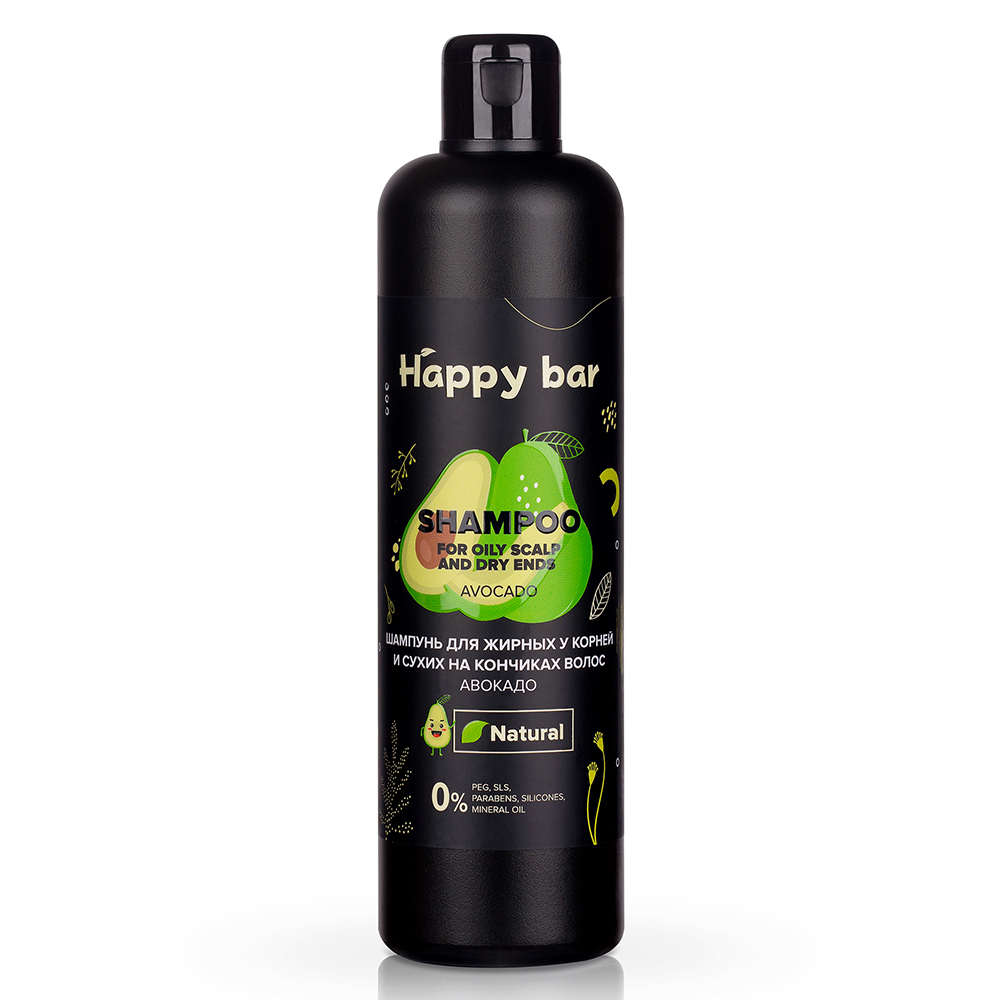 Шампунь для волос Happy Bar Авокадо для жирных у корней и сухих на кончиках волос 370мл - в интернет-магазине tut-beauty.by