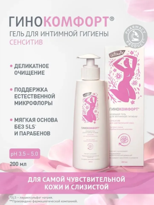 Гель для интимной гигиены Гинокомфорт Сенситив 200мл