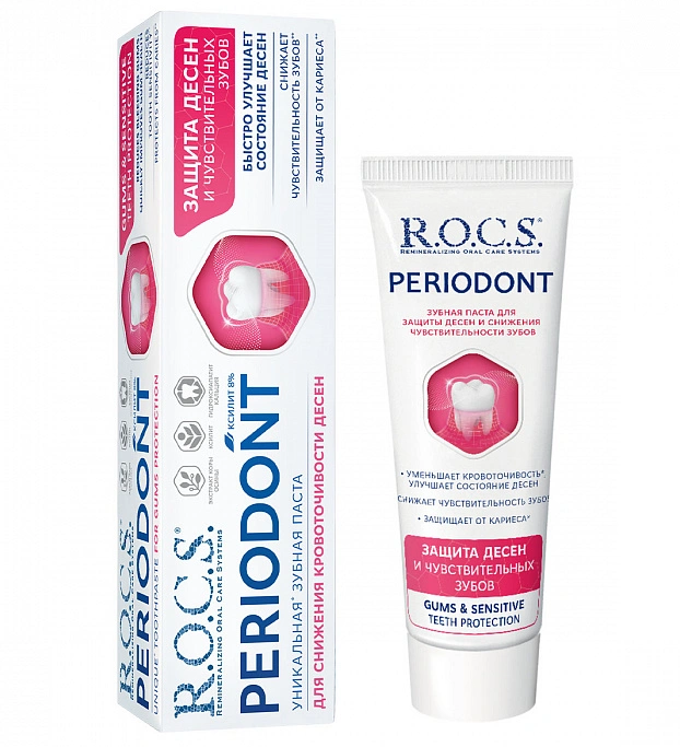 Зубная паста R.O.C.S. Periodont для защиты десен и чувствительных зубов 94г 