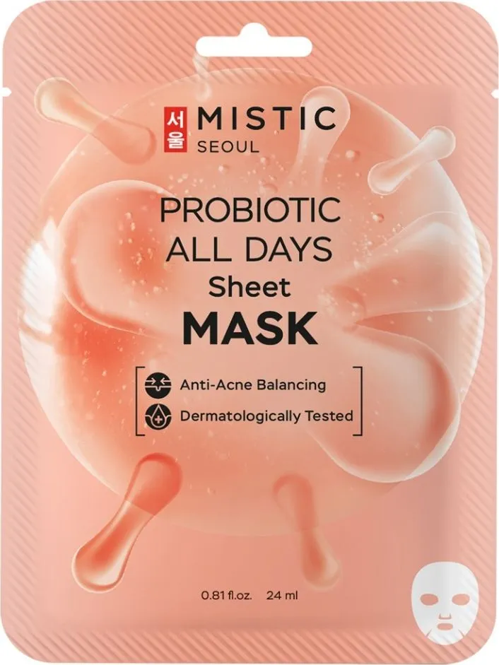 Маска для лица MISTIC Probiotic All Days Sheet Mask увлажняющая с пробиотиками   24мл