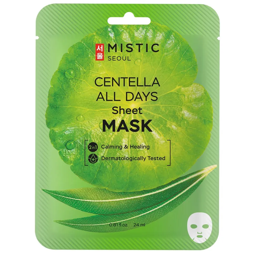 Маска для лица MISTIC Centella All Days Sheet Mask с экстрактом цeнтеллы азиатской  24мл